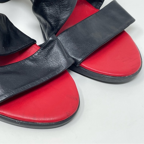 Girotti Strappy Sandal Block Heel Size 41 Black Soft Italian Leather - Picture 6 of 9